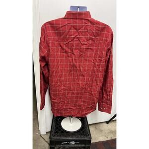 Eddie Bauer Men L Red Plaid Long Sleeve Button Up Shirt Flannel Classic